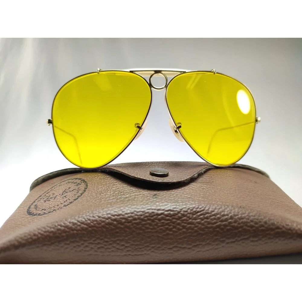 Vintage Ray-Ban B&L Shooter Aviator 12K GF Yellow Kalichrome Lenses USA
